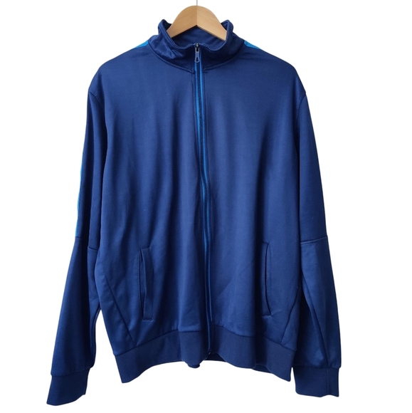 GALAXY By Harvic Track Jacket XXL Blue White Striped Full Zip Men's - Picture 1 of 9